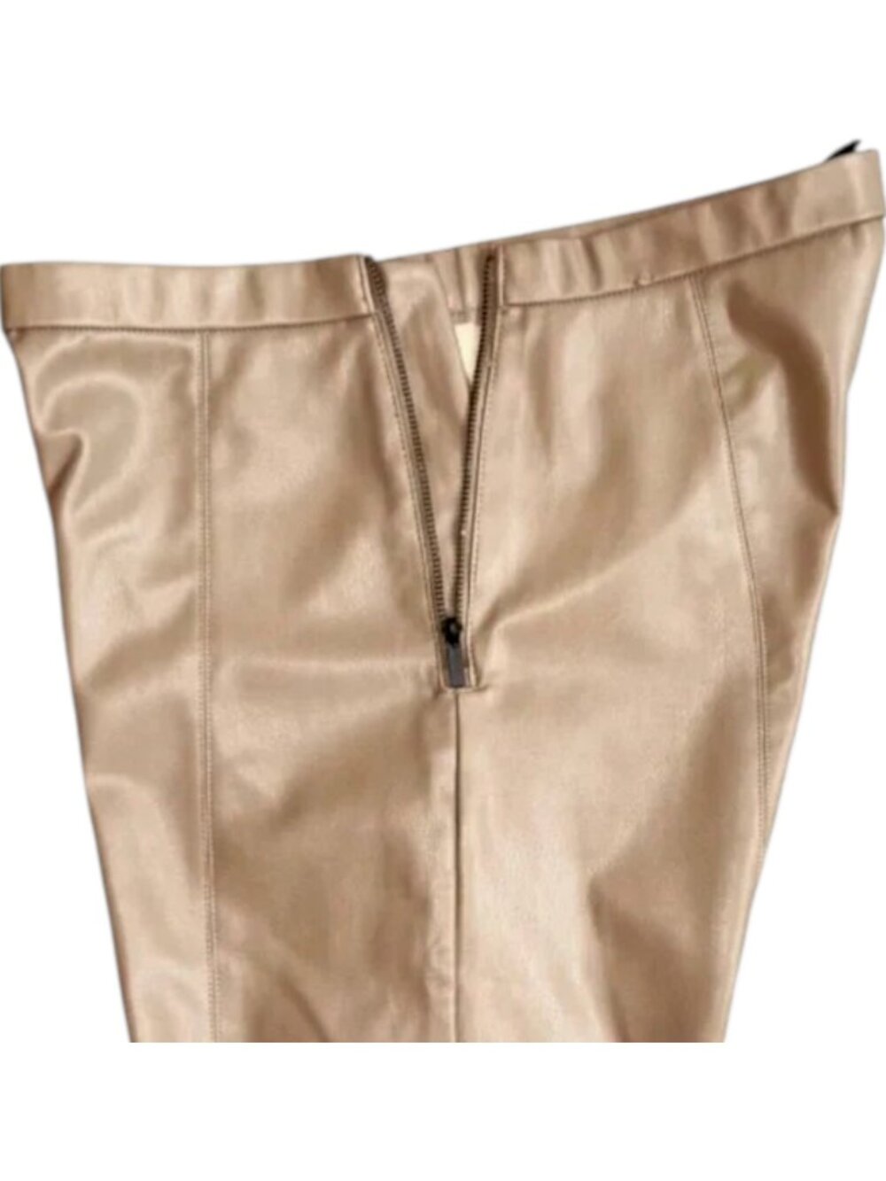 Zara Faux Leather Pants Camel High Rise Slim Ankle M - Picture 6 of 8